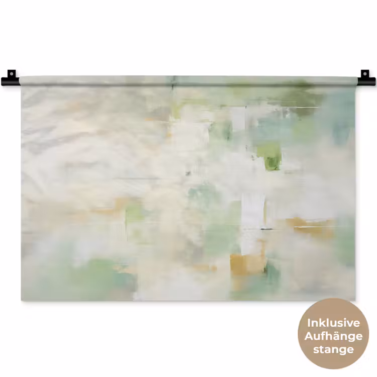 Abstract - Kunst - Wit - Groen - Modern Wandkleed katoen klein -t3d_DE