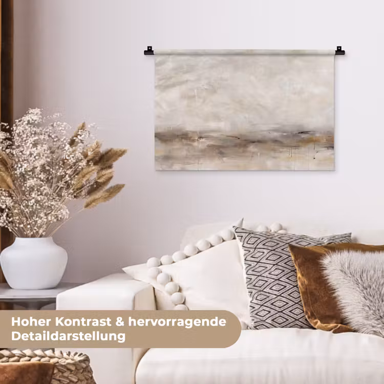 Abstrakt - Landschap - Modern - Beige - Kunst Wandkleed katoen klein -tsfeer1_DE