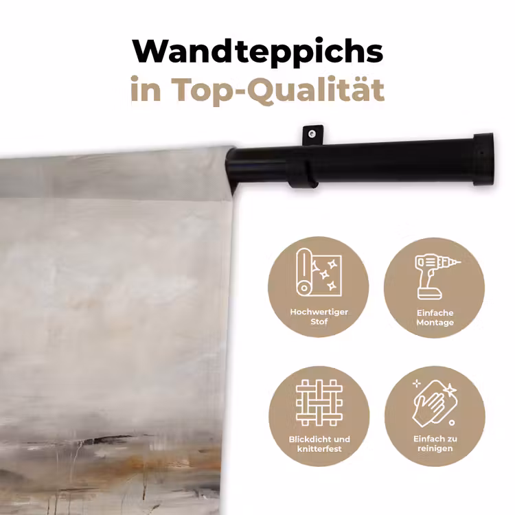 Abstrakt - Landschap - Modern - Beige - Kunst Wandkleed katoen klein -tsfeer2_DE
