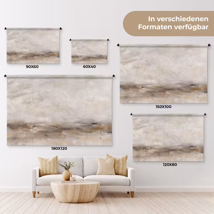 Abstrakt - Landschap - Modern - Beige - Kunst Wandkleed katoen klein -tsfeer8_DE