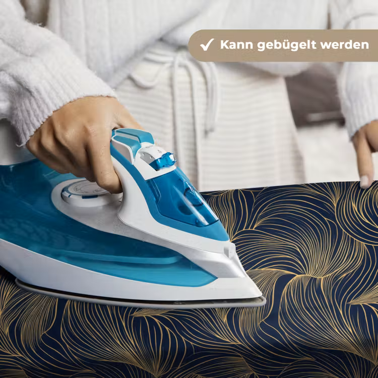 Abstract - Lijnen - Blauw - Goud Wandkleed katoen klein 269 -tsfeer9_DE