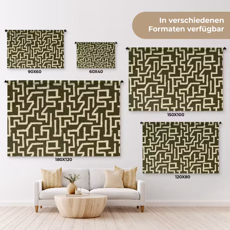 Abstract - Lijnen - Groen Wandkleed katoen klein 269 -tsfeer8_DE