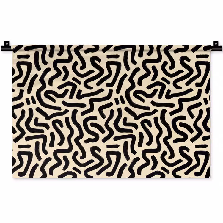 Abstract - Lijnen - Zwart Wandkleed katoen klein 269 -zz3d