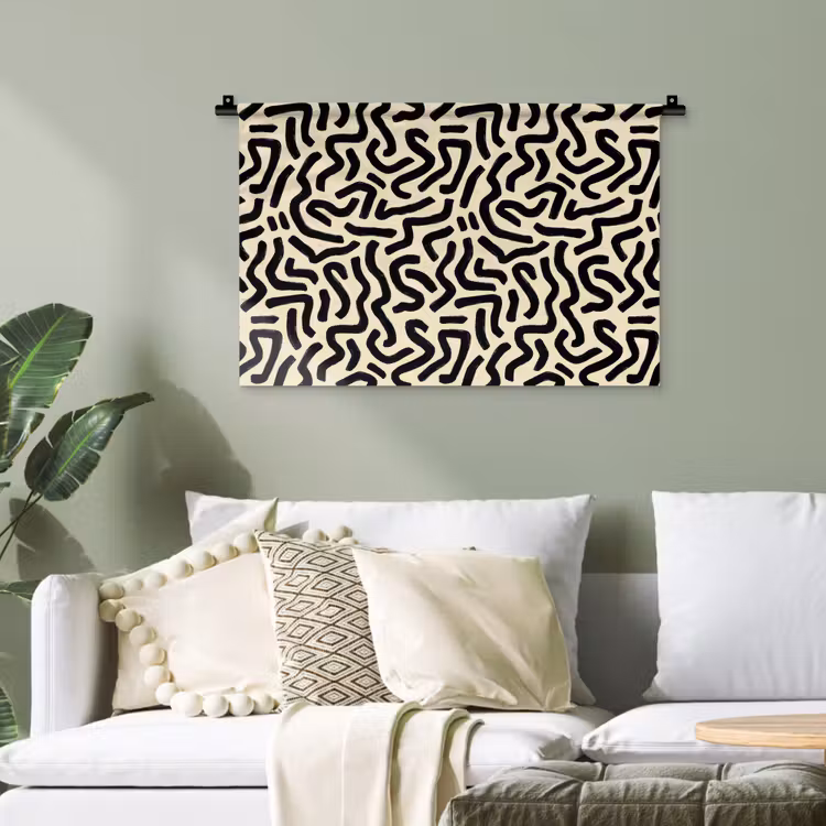 Abstract - Lijnen - Zwart Wandkleed katoen klein 269 -sfeer7