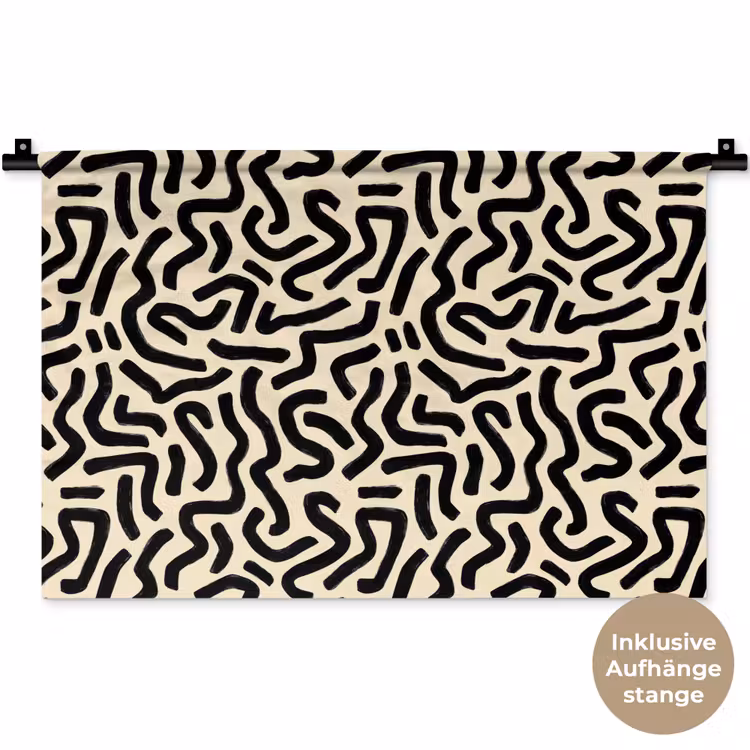 Abstract - Lijnen - Zwart Wandkleed katoen klein 269 -t3d_DE