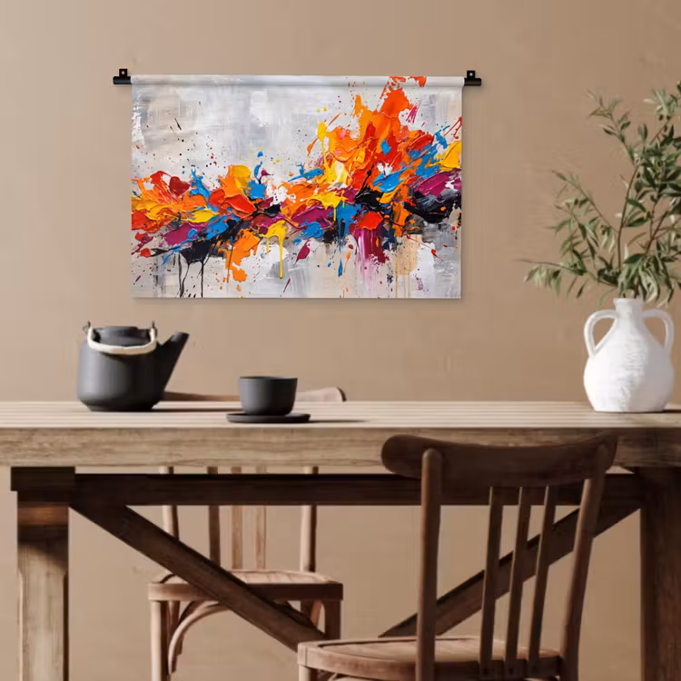 Abstract - Schilderij - Kleurrijk - Dynamisch Wandkleed katoen klein -sfeer6