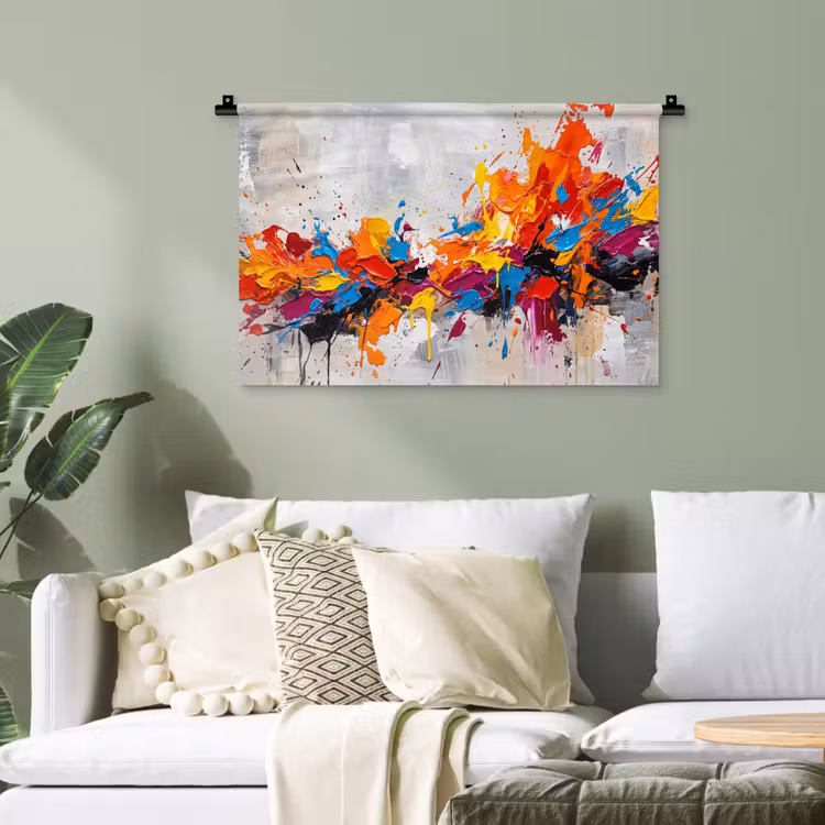 Abstract - Schilderij - Kleurrijk - Dynamisch Wandkleed katoen klein -sfeer7
