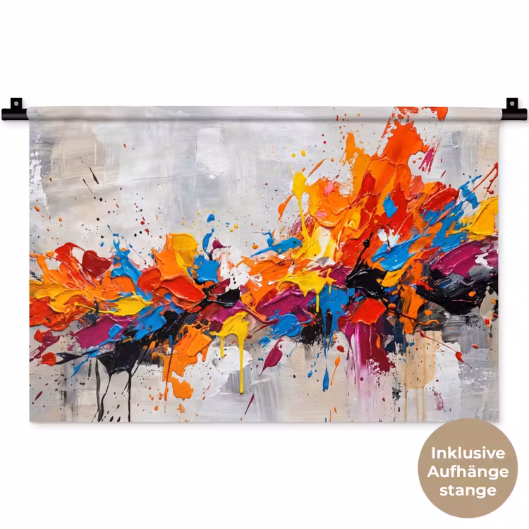 Abstract - Schilderij - Kleurrijk - Dynamisch Wandkleed katoen klein -t3d_DE