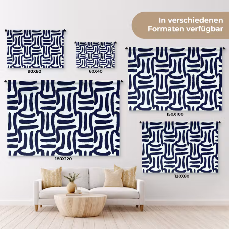 Abstract - Modern - Blauw Wandkleed katoen klein 269 -tsfeer8_DE