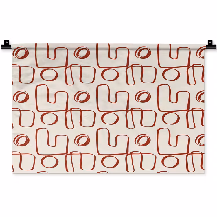 Abstract - Patroon - Beige - Rood Wandkleed katoen klein 269 -zz3d