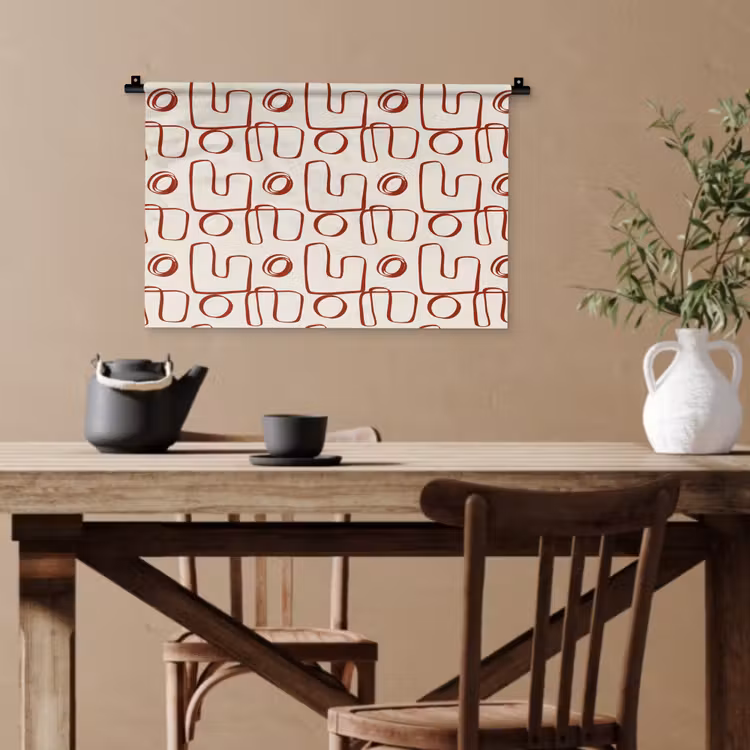 Abstract - Patroon - Beige - Rood Wandkleed katoen klein 269 -sfeer6