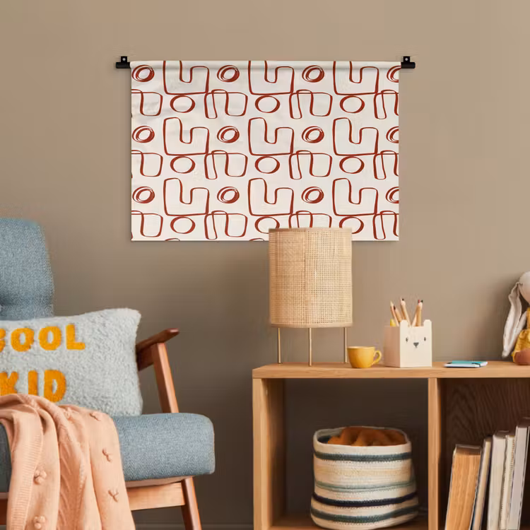 Abstract - Patroon - Beige - Rood Wandkleed katoen klein 269 -wsfeer4_kind