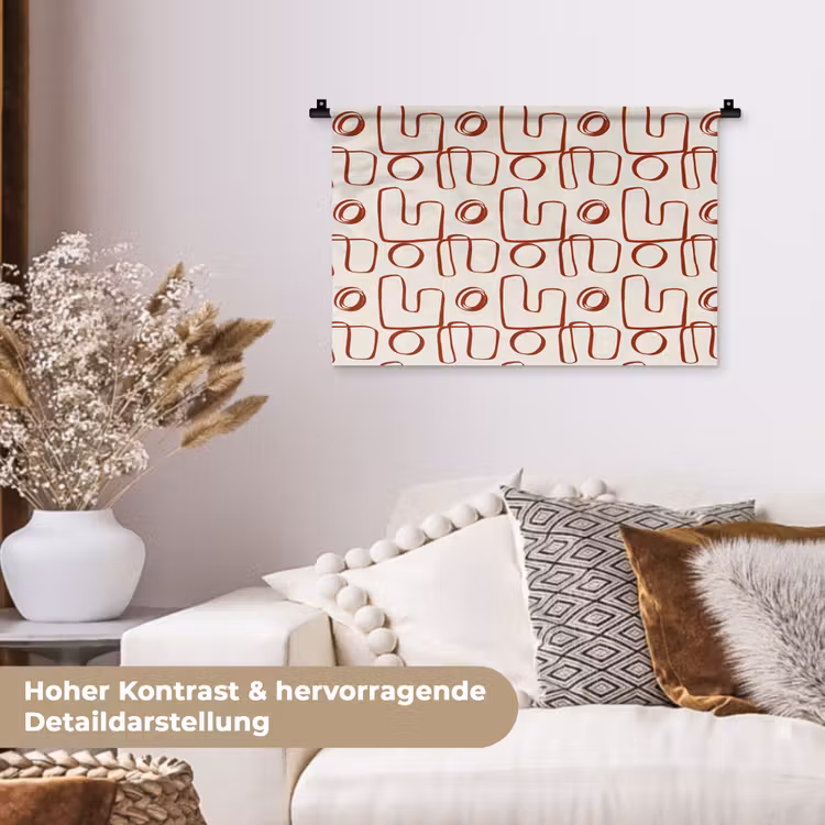 Abstract - Patroon - Beige - Rood Wandkleed katoen klein 269 -tsfeer1_DE