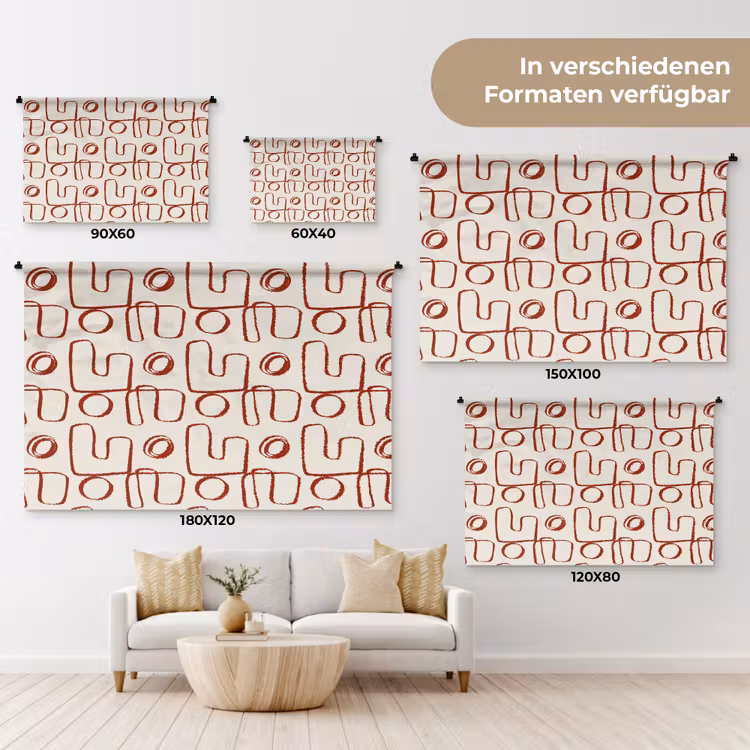 Abstract - Patroon - Beige - Rood Wandkleed katoen klein 269 -tsfeer8_DE