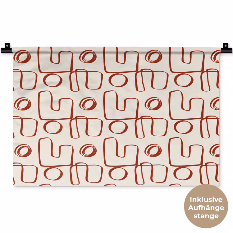 Abstract - Patroon - Beige - Rood Wandkleed katoen klein 269 -t3d_DE