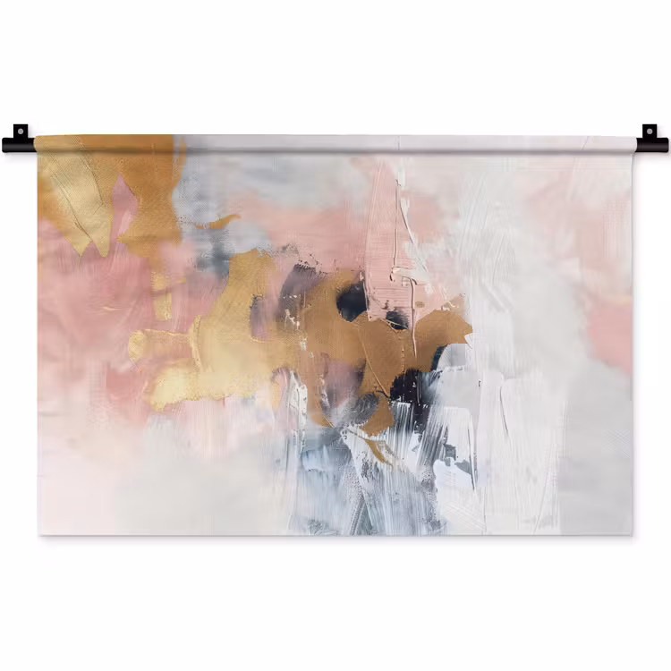 Abstract - Pastel kleuren - Goud - Modern - Aesthetic Wandkleed katoen klein -zz3d