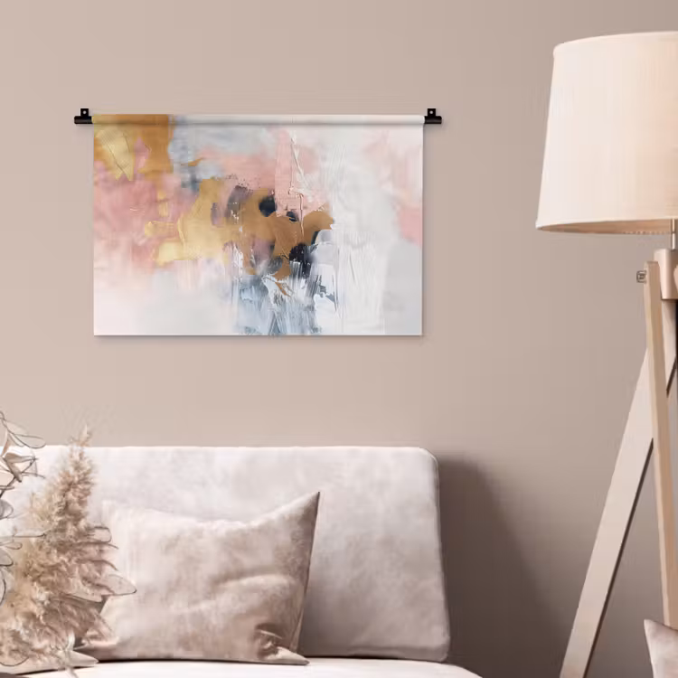 Abstract - Pastel kleuren - Goud - Modern - Aesthetic Wandkleed katoen klein -sfeer4