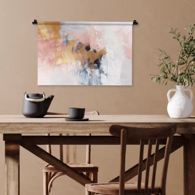Abstract - Pastel kleuren - Goud - Modern - Aesthetic Wandkleed katoen klein -sfeer6