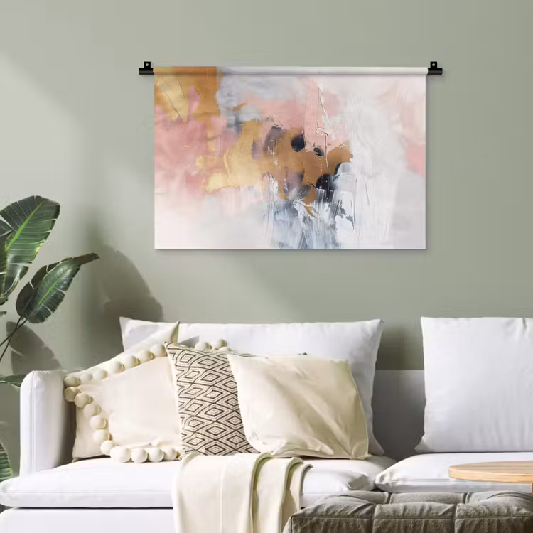 Abstract - Pastel kleuren - Goud - Modern - Aesthetic Wandkleed katoen klein -sfeer7