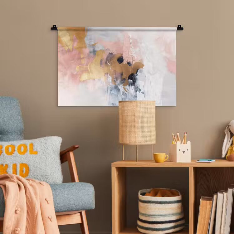 Abstract - Pastel kleuren - Goud - Modern - Aesthetic Wandkleed katoen klein -wsfeer4_kind