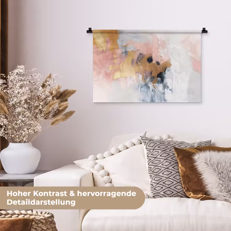Abstract - Pastel kleuren - Goud - Modern - Aesthetic Wandkleed katoen klein -tsfeer1_DE