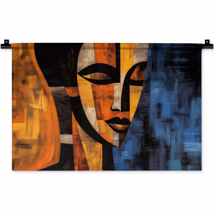 Abstract - Portret - Kleurvakken Wandkleed katoen klein -zz3d