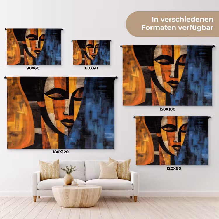 Abstract - Portret - Kleurvakken Wandkleed katoen klein -tsfeer8_DE