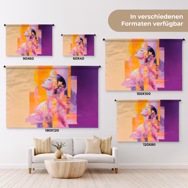 Abstract - Portret - Vrouw - Kleurrijk Wandkleed katoen klein -tsfeer8_DE