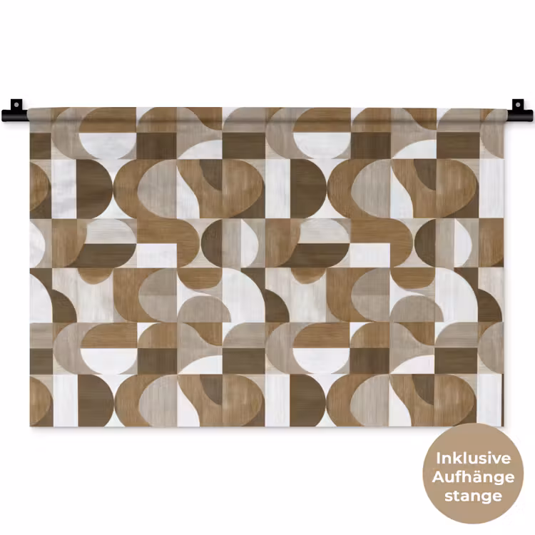 Abstract - Retro - Bruin Wandkleed katoen klein 269 -t3d_DE