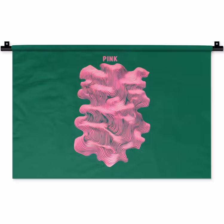 Abstract - Pink - Lijnen - Groen Wandkleed katoen klein -zz3d