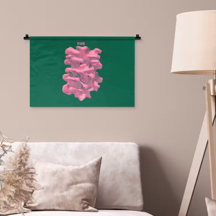 Abstract - Pink - Lijnen - Groen Wandkleed katoen klein -sfeer4