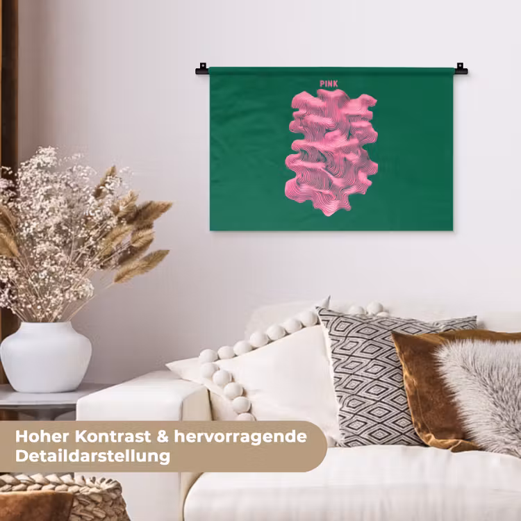 Abstract - Pink - Lijnen - Groen Wandkleed katoen klein -tsfeer1_DE