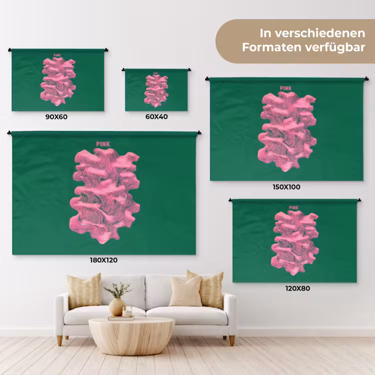 Abstract - Pink - Lijnen - Groen Wandkleed katoen klein -tsfeer8_DE