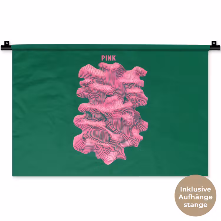 Abstract - Pink - Lijnen - Groen Wandkleed katoen klein -t3d_DE