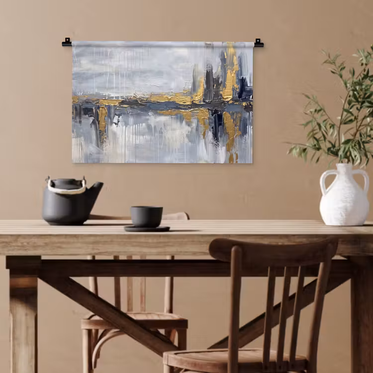 Abstract - Structuur - Goud - Grijs - Modern Wandkleed katoen klein -sfeer6