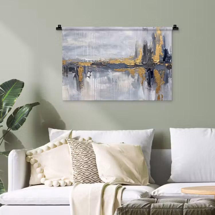Abstract - Structuur - Goud - Grijs - Modern Wandkleed katoen klein -sfeer7