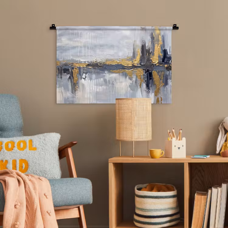 Abstract - Structuur - Goud - Grijs - Modern Wandkleed katoen klein -wsfeer4_kind