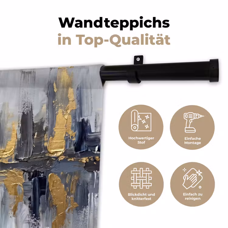 Abstract - Structuur - Goud - Grijs - Modern Wandkleed katoen klein -tsfeer2_DE