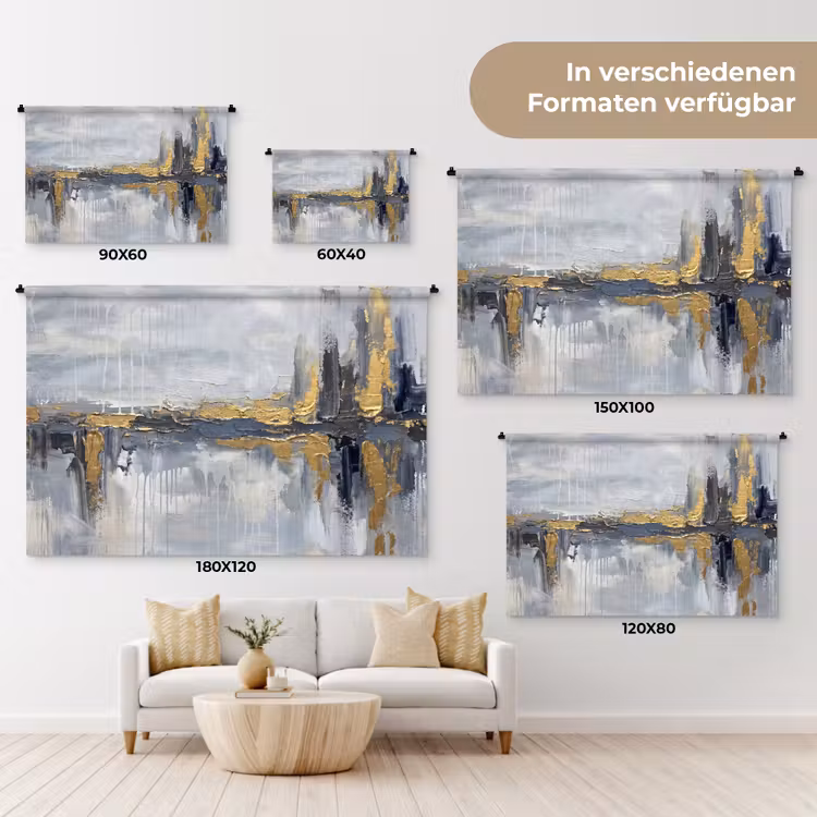 Abstract - Structuur - Goud - Grijs - Modern Wandkleed katoen klein -tsfeer8_DE