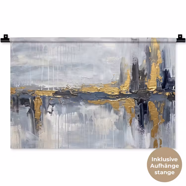 Abstract - Structuur - Goud - Grijs - Modern Wandkleed katoen klein -t3d_DE