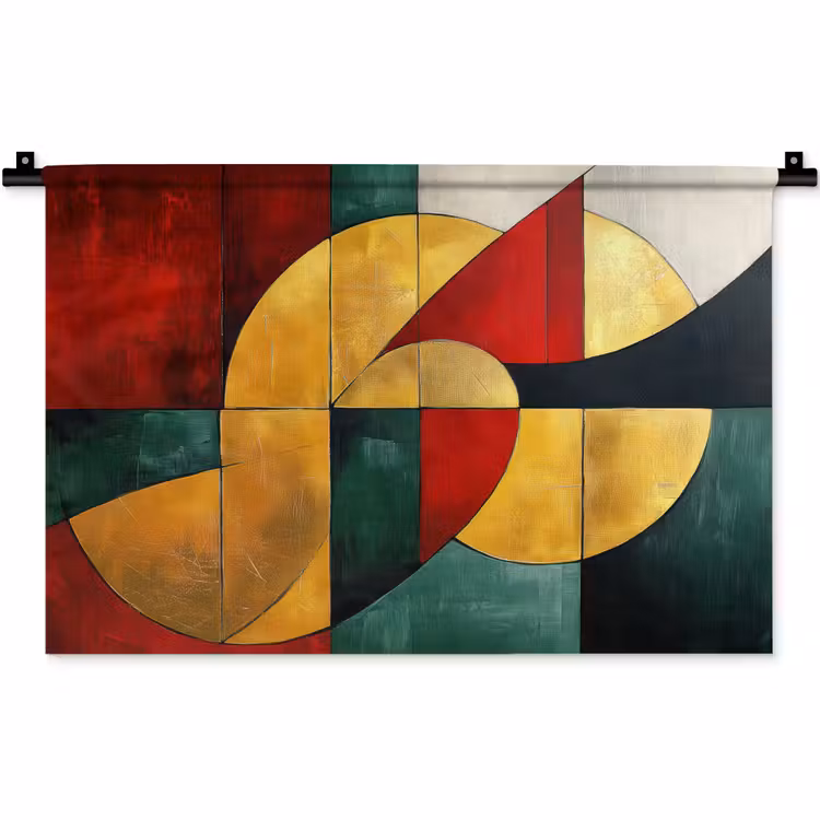 Abstract - Kerst - Goud - Rood - Groen Wandkleed katoen klein -zz3d