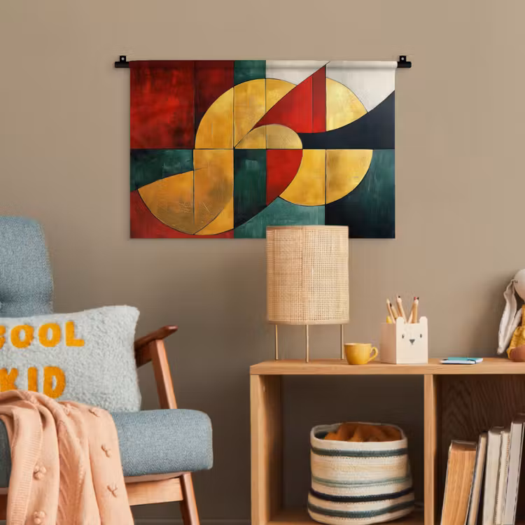 Abstract - Kerst - Goud - Rood - Groen Wandkleed katoen klein -wsfeer4_kind
