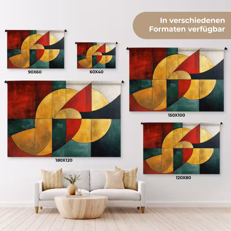 Abstract - Kerst - Goud - Rood - Groen Wandkleed katoen klein -tsfeer8_DE