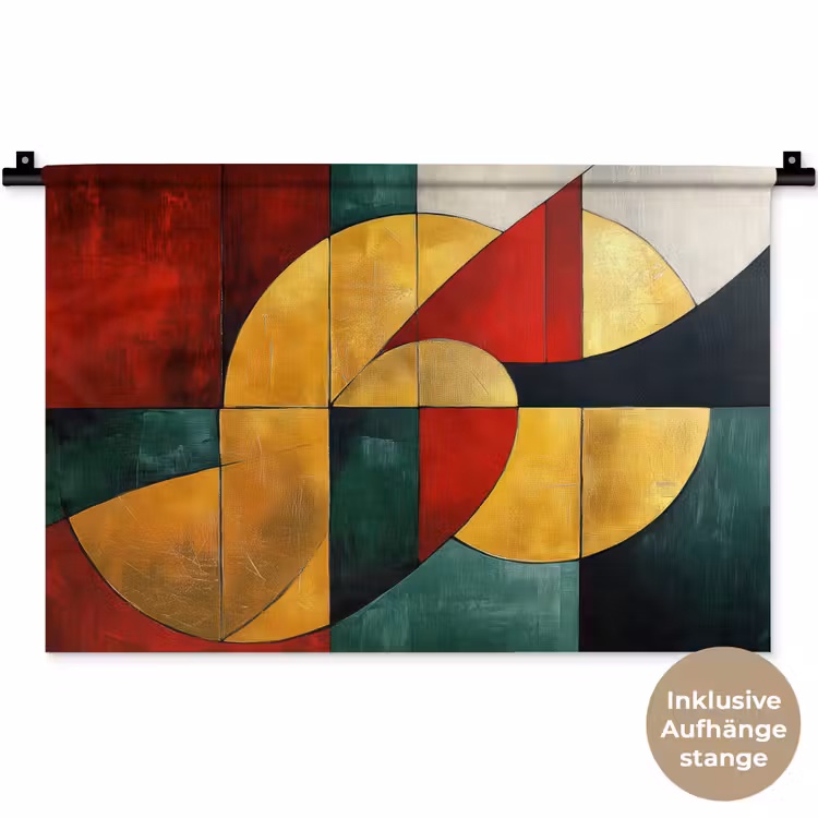 Abstract - Kerst - Goud - Rood - Groen Wandkleed katoen klein -t3d_DE