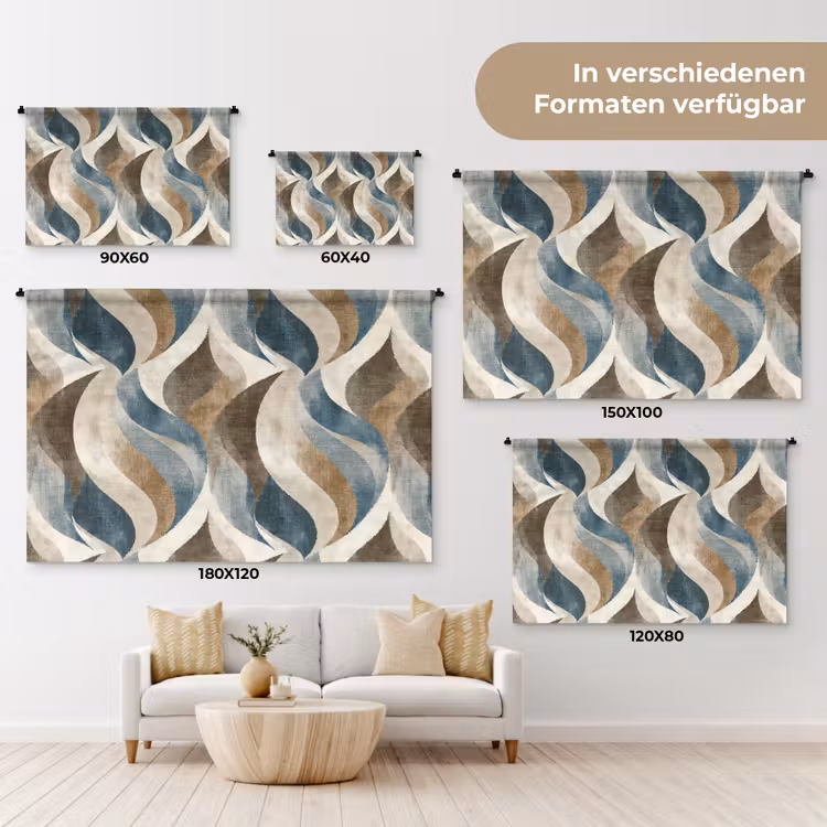 Abstract - Golven - Kleurrijk Wandkleed katoen klein 269 -tsfeer8_DE