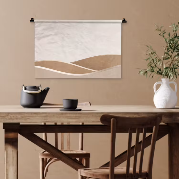 Abstract - Golven - Modern - Beige Wandkleed katoen klein -sfeer6