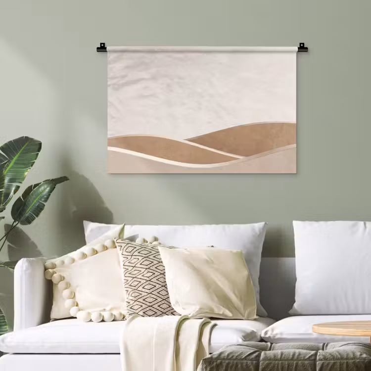 Abstract - Golven - Modern - Beige Wandkleed katoen klein -sfeer7