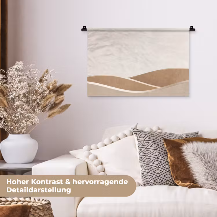 Abstract - Golven - Modern - Beige Wandkleed katoen klein -tsfeer1_DE