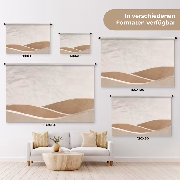 Abstract - Golven - Modern - Beige Wandkleed katoen klein -tsfeer8_DE