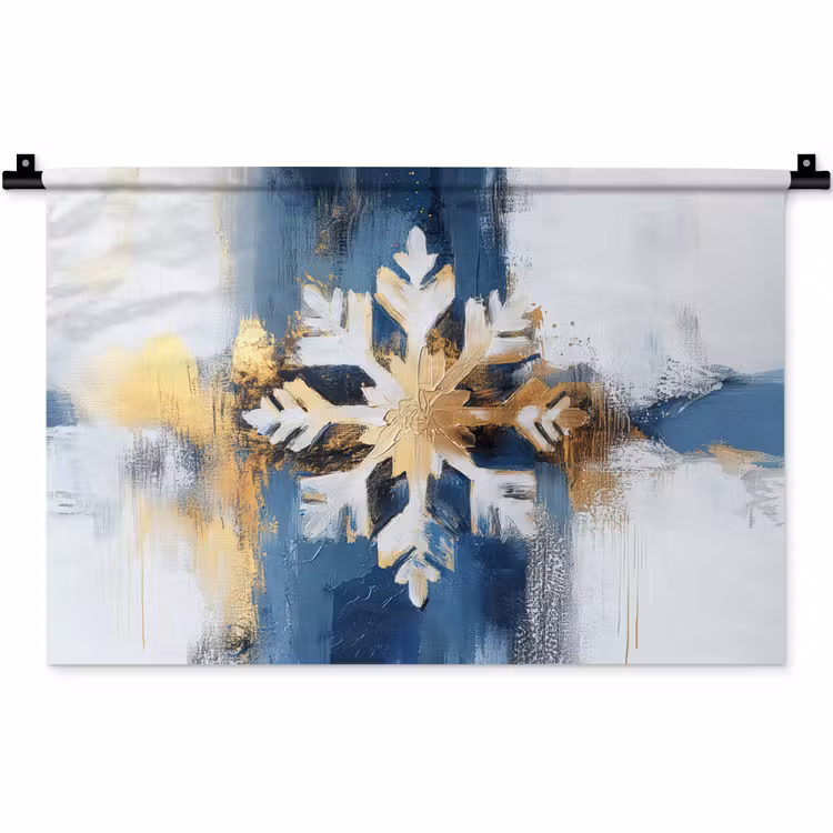 Abstract - Winter - Sneeuwvlok - Sneeuw - Goud Wandkleed katoen klein -zz3d